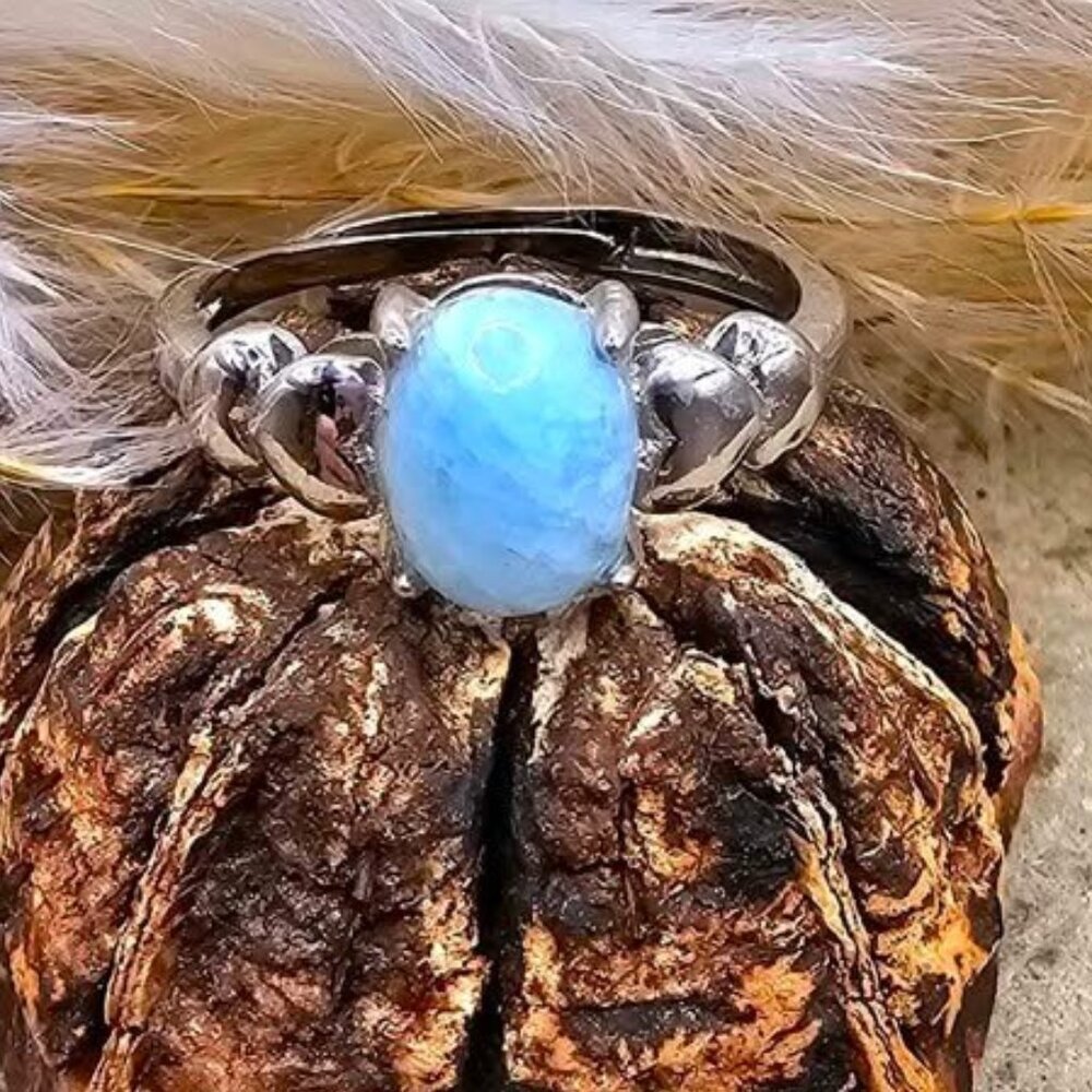 Nature Larimar Stone Adjustable Ring - image 1
